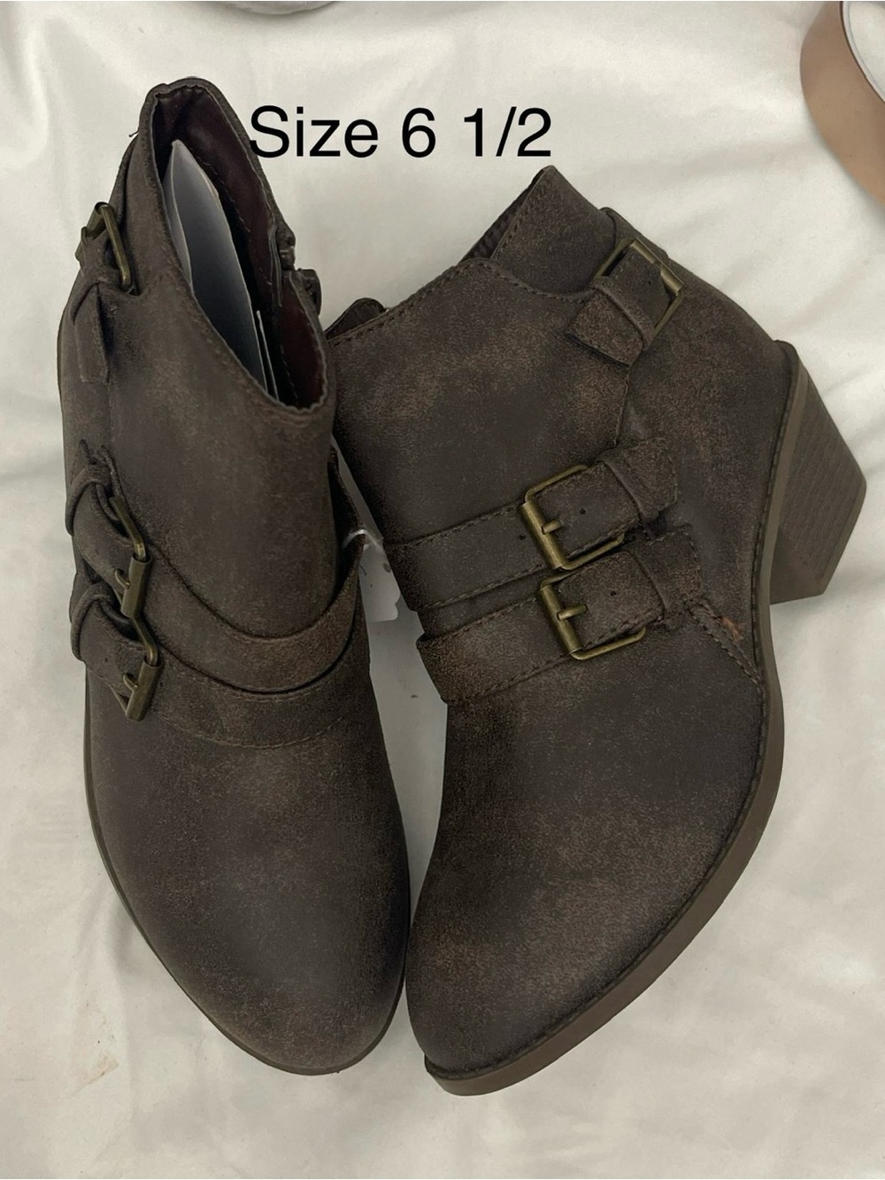 Brown Women's Buckle Ankle Booties - Size 6.5